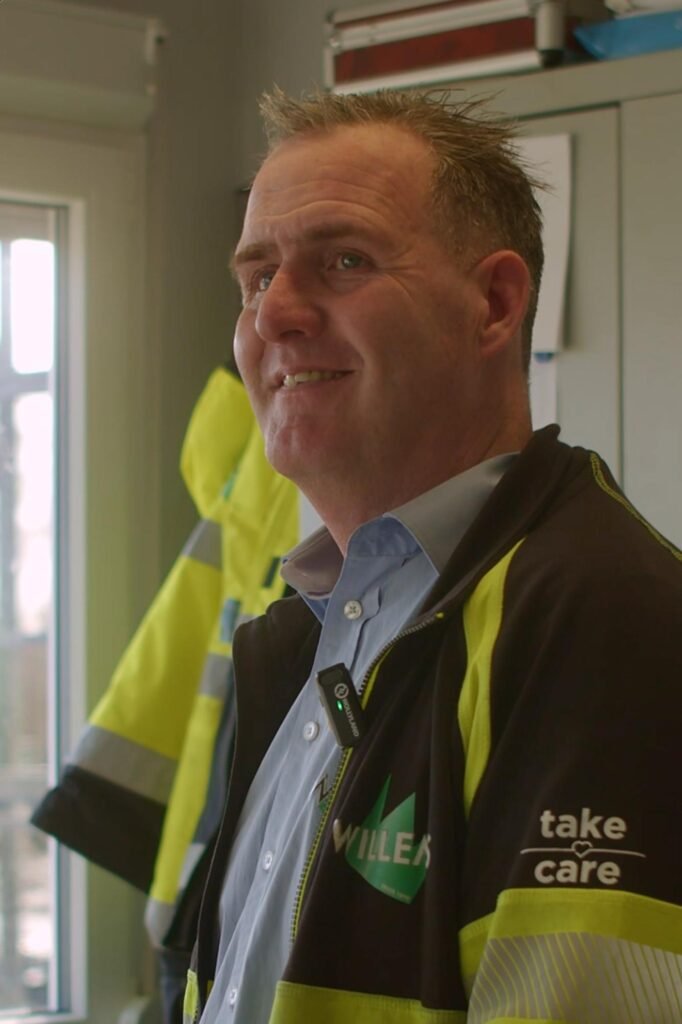 Constructiefase van het Merle Vastgoed warehouse, gefilmd voor de bedrijfsfilm